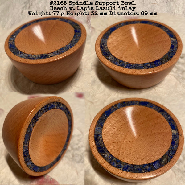 IxCHeL Fibre & Yarns LotBD Support Spindle Bowl crafted in Beech with Lapis Lazuli Inlay #2165