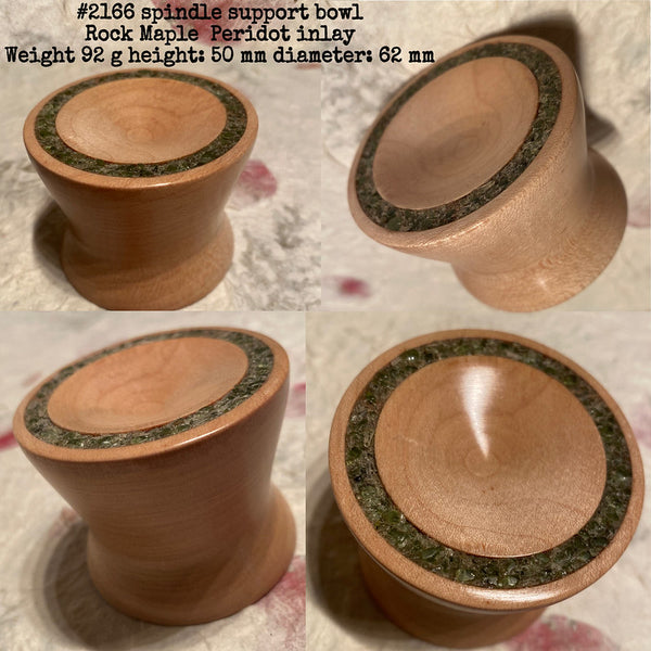 IxCHeL Fibre & Yarns LotBD Support Spindle Bowl crafted in Rock Maple with Peridot Inlay #2166