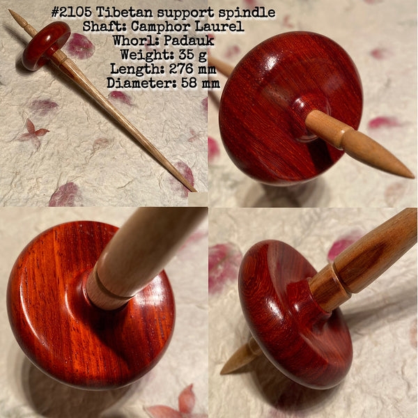 IxCHeL Fibre And Yarns LotBD Tibetan Support Spindle crafted with Camphor Laurel & Padauk with Natural Feature #2105