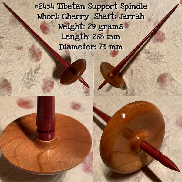 IxCHeL Fibre And Yarns LotBD Tibetan Support Spindle crafted from Cherry and Australian Jarrah #2454