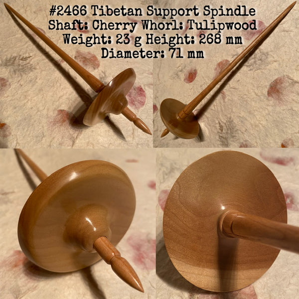 IxCHeL Fibre And Yarns LotBD Tibetan Support Spindle crafted from Cherry Tulipwood with a Tonal coloured whorl #2466