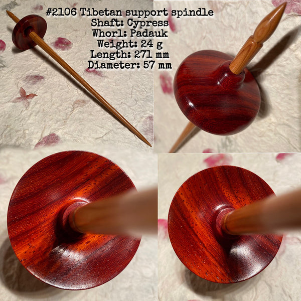 IxCHeL Fibre And Yarns LotBD Tibetan Support Spindle crafted with Cypress & Padauk #2106