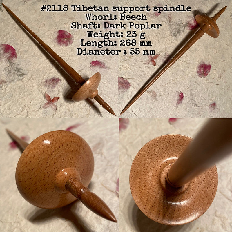 IxCHeL Fibre & Yarns LotBD Tibetan Support Spindle crafted with Dark Poplar & Beech #2118