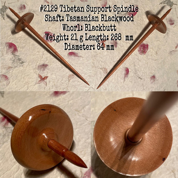 IxCHeL Fibre & Yarns LotBD Tibetan Support Spindle crafted with Tasmanian Blackwood & Blackbutt #2129