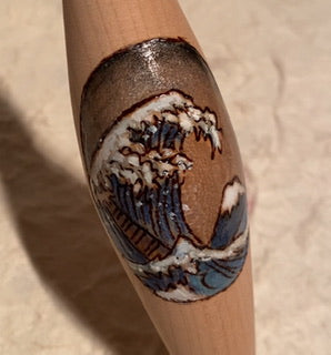 IxCHeL Fibre & Yarns LotBD Lotus Phang Support Spindle showing some of the paint and pyro'ing we can do!