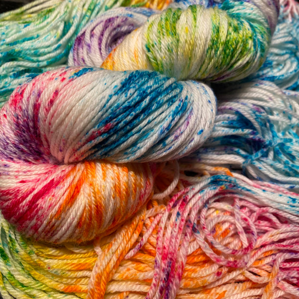IxCHeL Fibre And Yarns Merino DK 8 ply Yarn colourway Unicorn Speckle Close Up