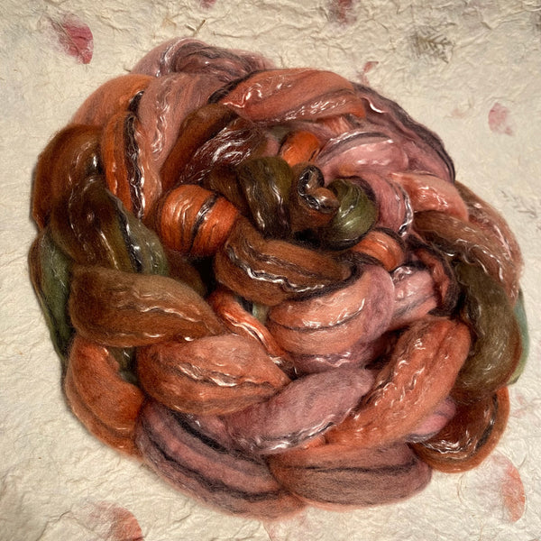 IxCHeL Fibre And Yarns Merino Tencel Silk Tops colourway Coral Sounds