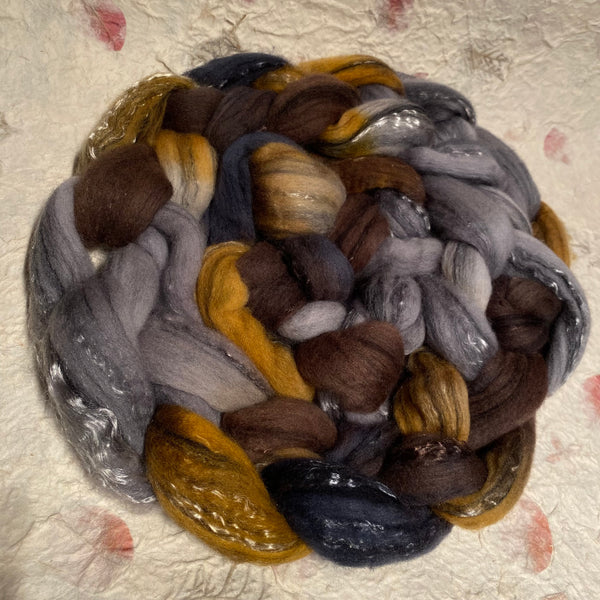 IxCHeL Fibre And Yarns Merino Tencel Silk Tops colourway Silver Medusa
