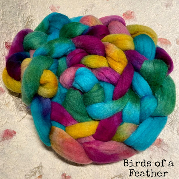 IxCHeL Fibre And Yarns Mithril Merino Tops colourway Birds of a Feather
