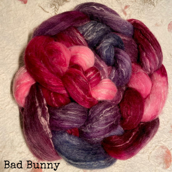 IxCHeL Fibre And Yarns North Ronaldsay Blend Tops colourway Bad Bunny