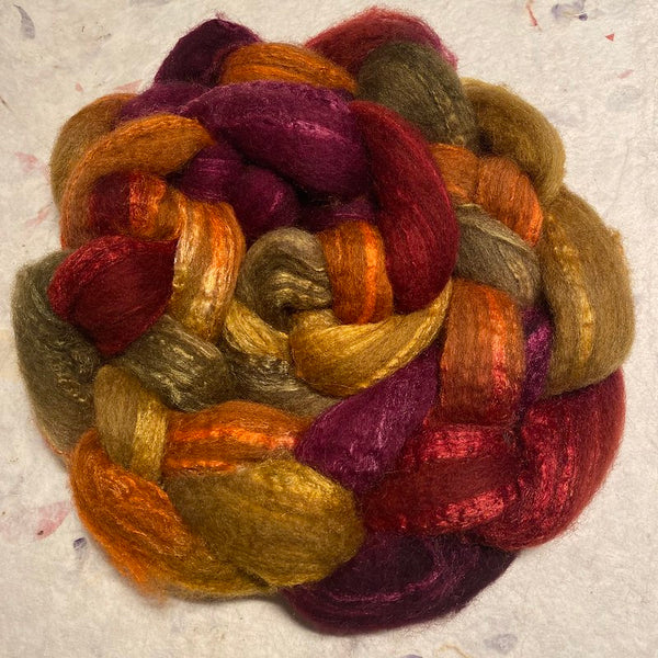 IxCHeL Fibre And Yarns Ouessant BFL Silk Tops colourway 50 Shades Of Hay