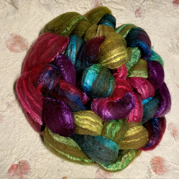 IxCHeL Fibre And Yarns Ouessant BFL Silk Tops colourway Amaze!
