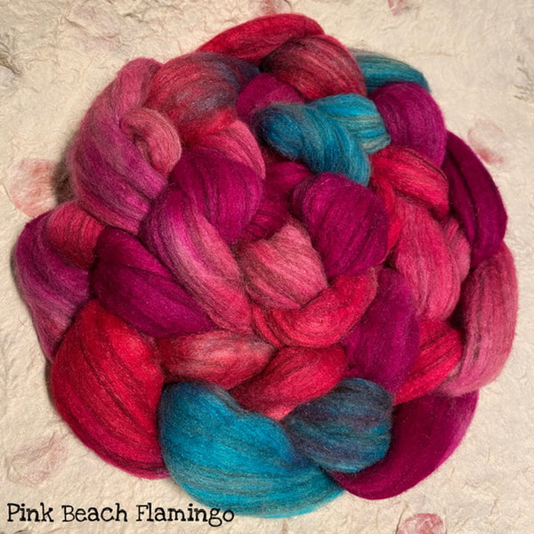 IxCHeL Fibre & Yarns Outlander Tops colourway Pink Beach Flamingo