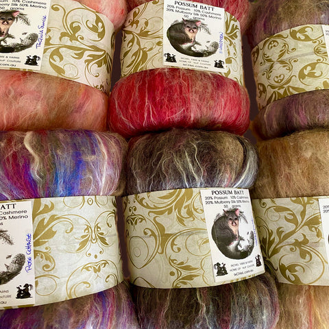 IxCHeL-Fibre-And-Yarns-Possum-Cashmere-Merino-Silk-Batts Collective Photo