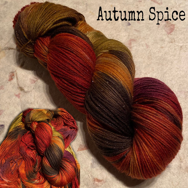 IxCHeL Fibre And Yarns Silver Star 4ply Sock Yarn colourway Autumn Spice