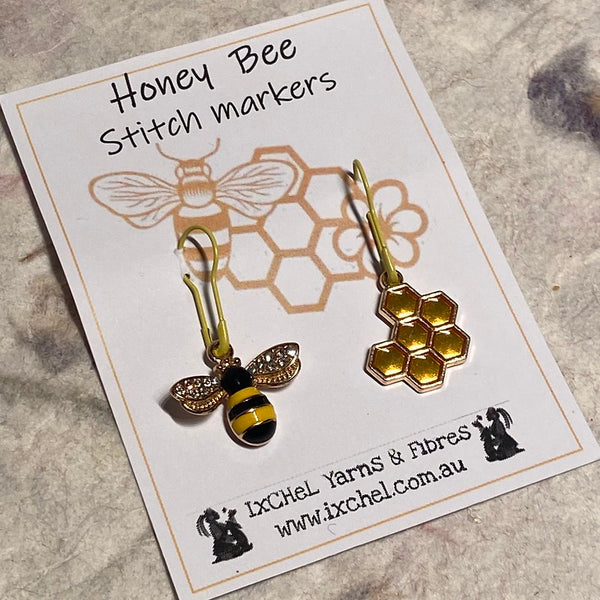 IxCHeL Fibre & Yarns Stitch Markers Honey Bee & Comb Set