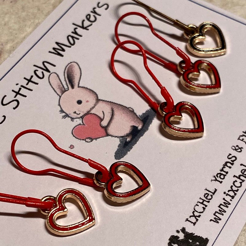 IxCHeL Fibre And Yarns Stitch Markers For knitters Love Heart Red