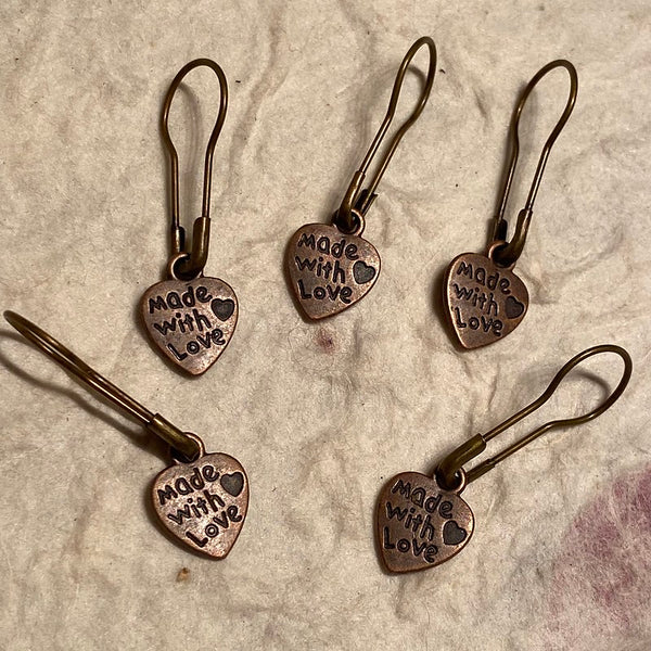 IxCHeL Fibre & Yarns Stitch Marker Set of 4 Made With Love colourway Bronze