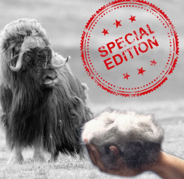 IxCHeL Fibre And Yarns Tundra Qiviut Tops label with a Bison and a hand full of fluff Poster