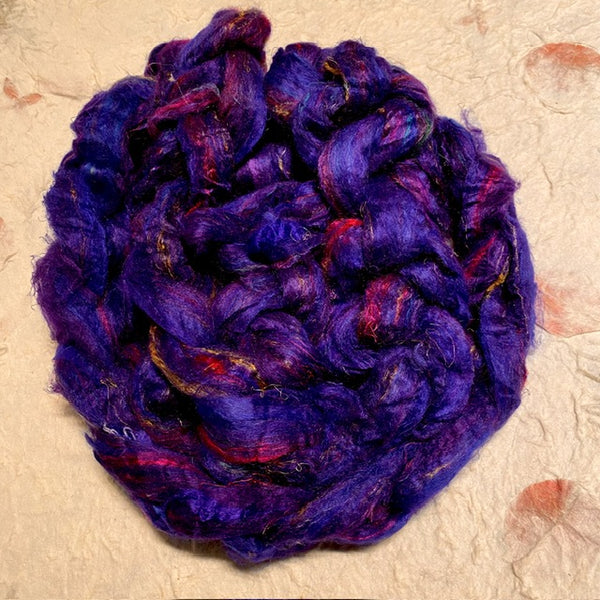 IxCHeL Fibre & Yarns Tussah Silk with Sari Silk Tops colourway Electric Blue