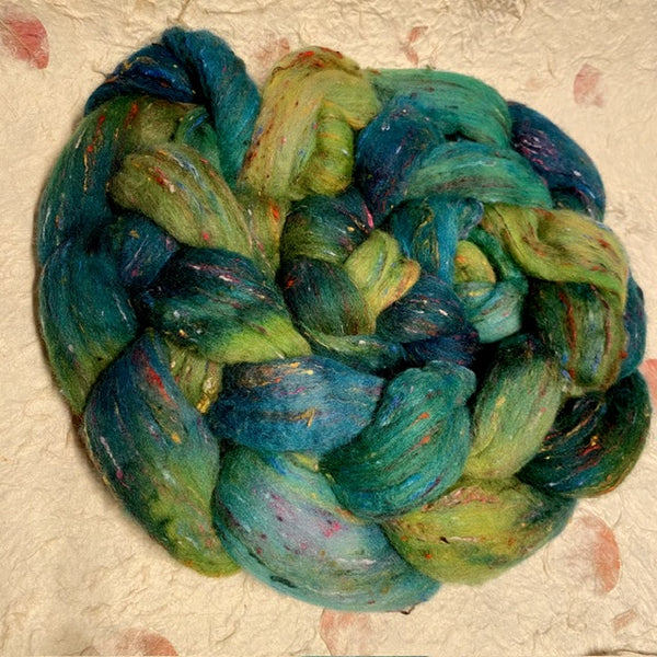 IxCHeL Fibre And Yarns Unicorn Tweed Tops colourway Forest Nymph