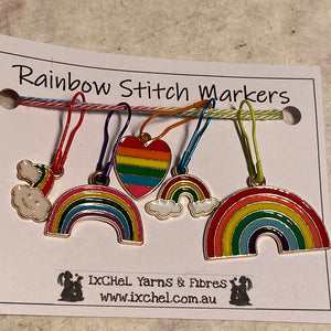 IxCHeL Fibre & Yarns Set of 5 Stitch Marker Rainbows