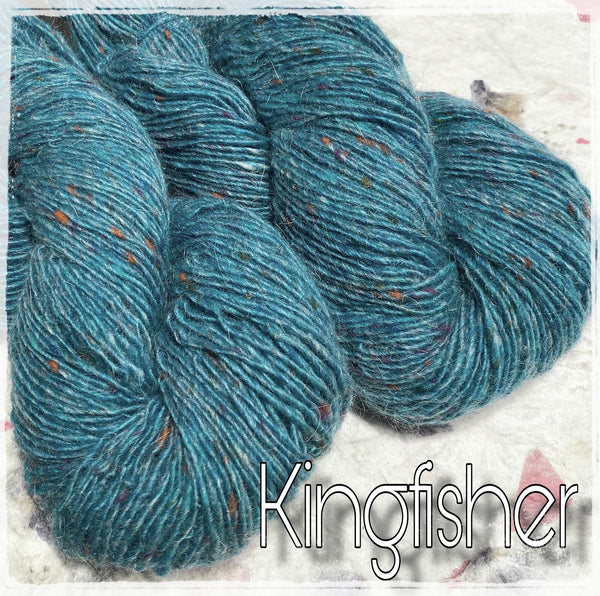 IxCHeL Fibre & Yarns Mohair Merino Tweed 4ply Yarn colourway Kingfisher