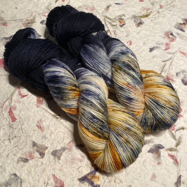IxCHeL Fibre & Yarns 4ply Sock Yarn colourway Moon & Stars