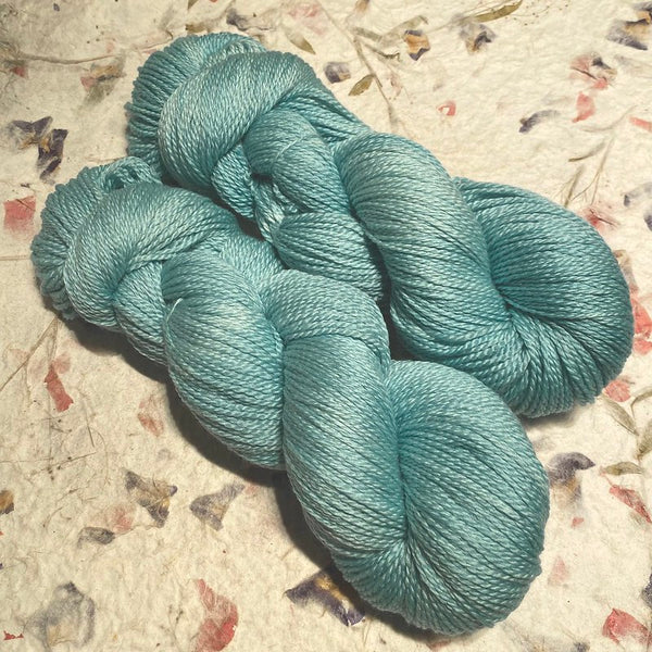 IxCHeL Fibre & Yarns Cashmere Merino Silk 4ply Yarn colourway Freezing In A Kilt Dyed with Woad