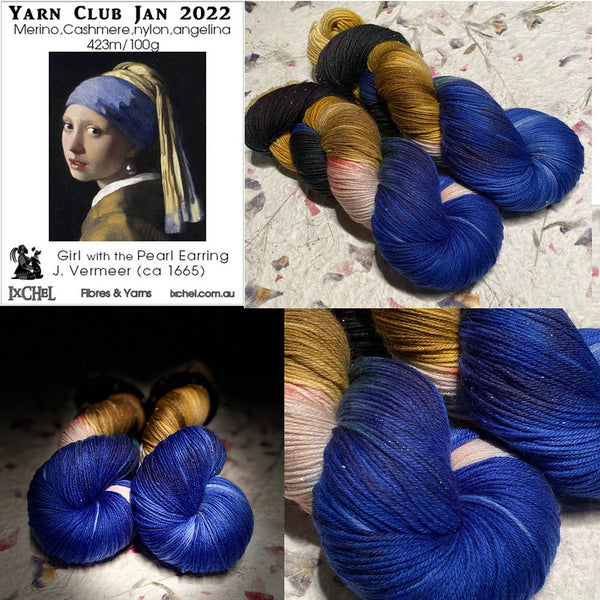 IxCHeL Fibres Art Journey Sock Yarn Club collage of January 2022