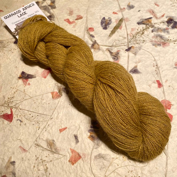 IxCHeL Fibre And Yarns Guanaco Alpaca Lace Handspun Yarn colourway Lichen