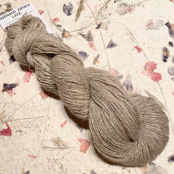 IxCHeL Fibre And Yarns Guanaco Alpaca Lace Handspun Yarn colourway Sand