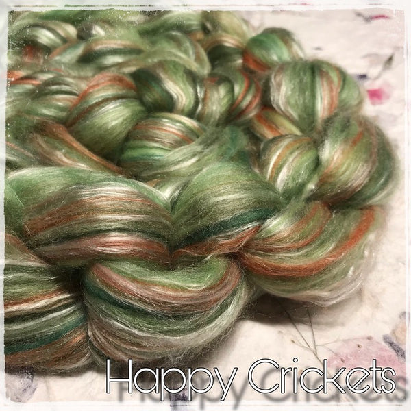 IxCheL Fibre & Yarns Merino Silk Tops colourway Happy Crickets