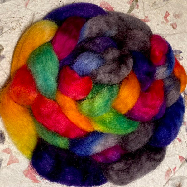 IxCHeL Fibre And Yarns Wensleydale Tops colourway Gothic Unicorn