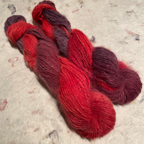 IxCHeL Fibre & Yarns 100% Angora Bunny 4ply Hand Spun Yarn colourway Romance