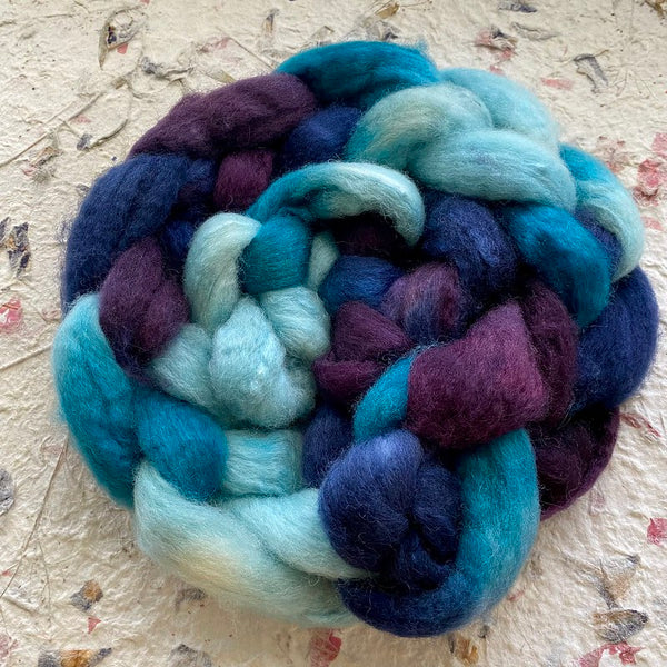IxCHeL Fibre & Yarns Blue Faced Leicester, Silk & Cashmere Tops colourway Cosmic Wave