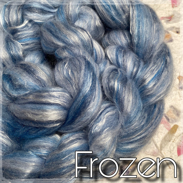 IxCheL Fibre & Yarns Merino Silk Tops colourway Frozen