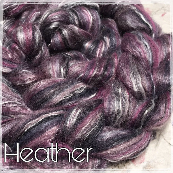 IxCheL Fibre & Yarns Merino Silk Tops colourway Heather