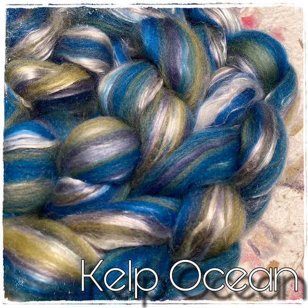 IxCheL Fibre & Yarns Merino Silk Tops colourway Kelp Ocean