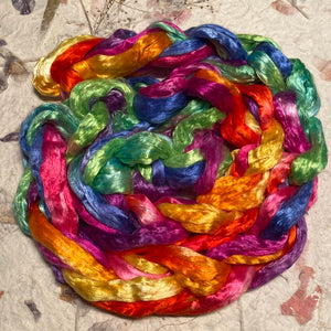 IxCHeL Fibre & Yarns Mulberry Silk Tops colourway Mango Rainbow