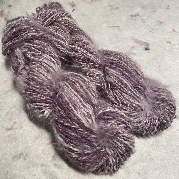 IxCHeL Fibre & Yarns Angora Guanaco Alpaca Hand Spun Yarn colourway Lavender