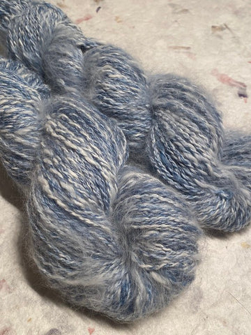 IxCHeL Fibre & Yarns Angora Silk Cashmere Hand Spun Yarn colourway Frozen
