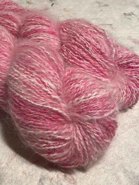 IxCHeL Fibre & Yarns Angora Silk Cashmere Hand Spun Yarn colourway Hot Pink