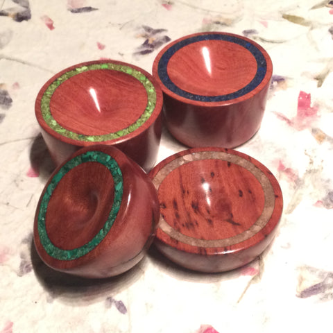 IxCHeL Fibre & Yarns LotBD Fibre Spindle Bowls with Stone Inlay grouped together