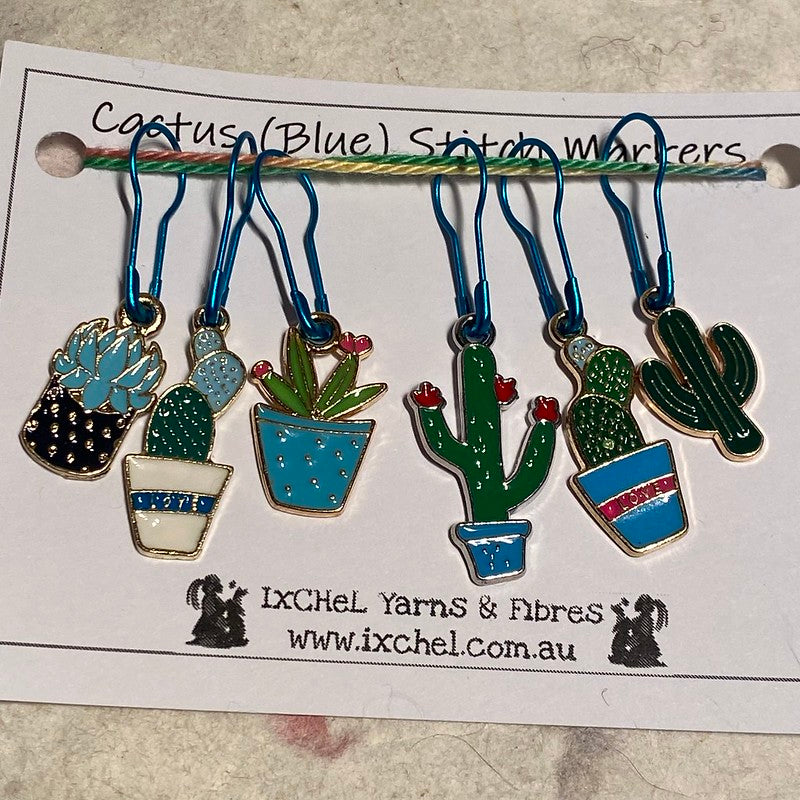 IxCHeL Fibre & Yarns Cactus Blue Set of 6 Stitch Markers