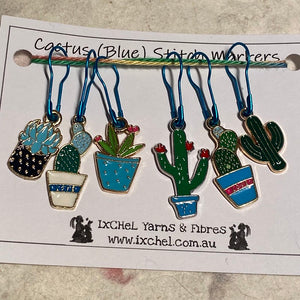 IxCHeL Fibre & Yarns Cactus Blue Set of 6 Stitch Markers