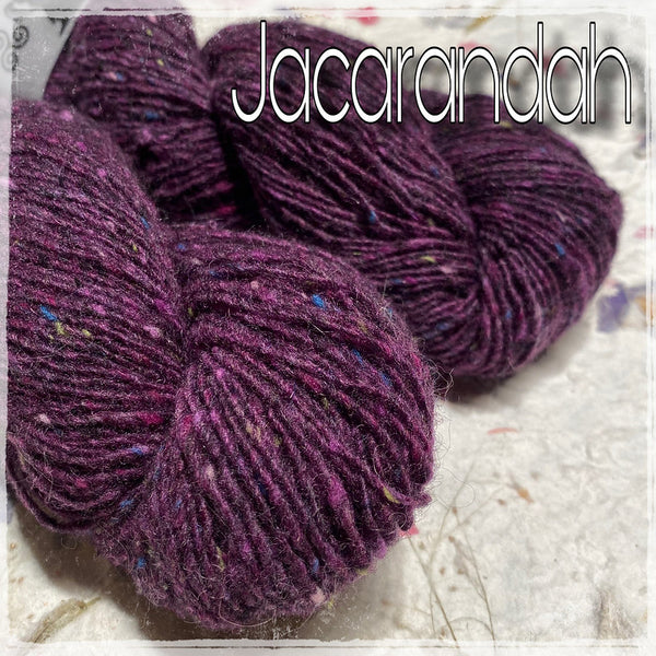IxCHeL Fibre & Yarns Mohair Merino Tweed 4ply Yarn colourway Jacarandah