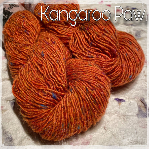 IxCHeL Fibre & Yarns Mohair Merino Tweed 4ply Yarn colourway Kangaroo Paw